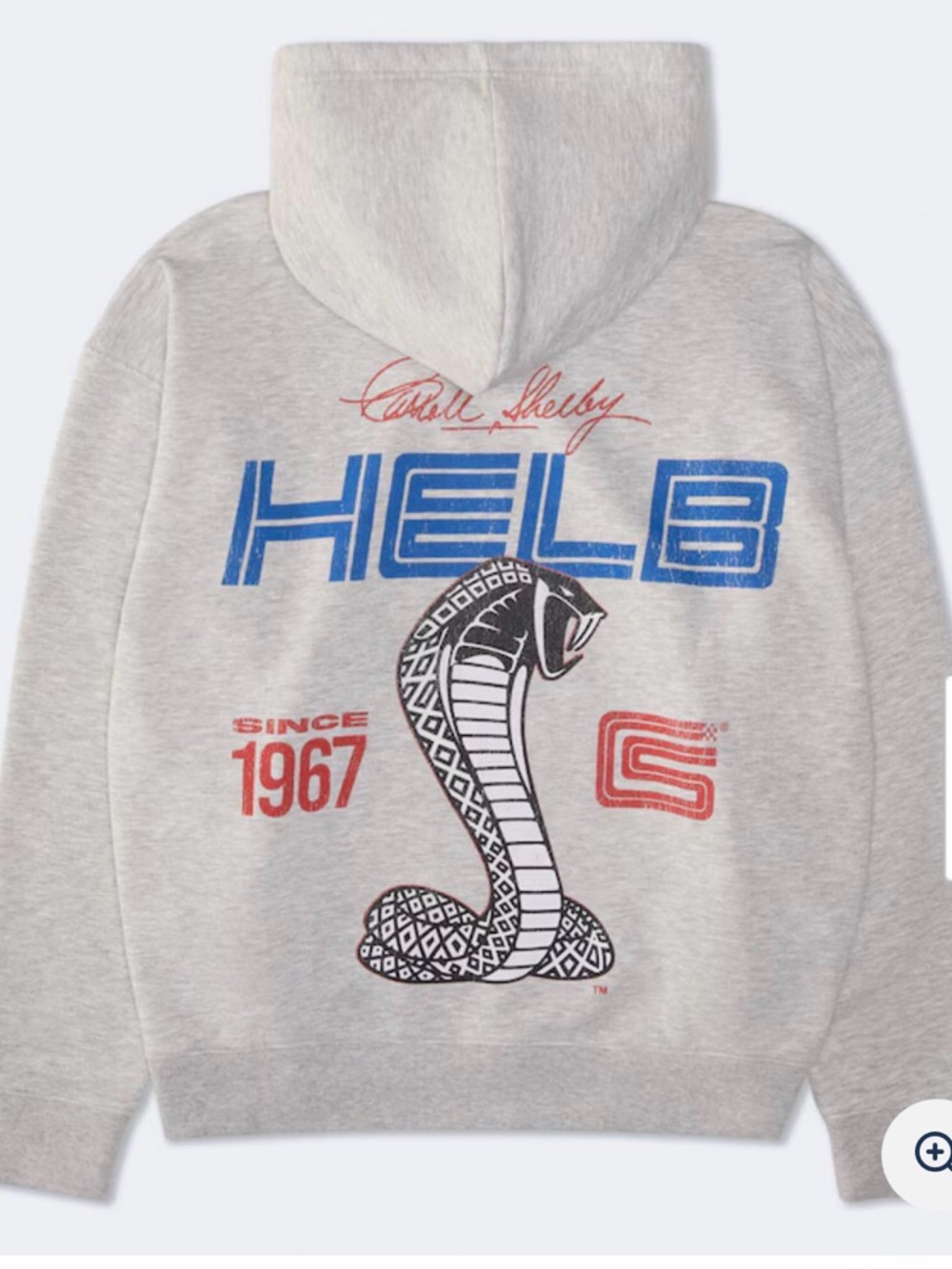 Shelby Light Gray Hoodie with Blue Holographic Shelby